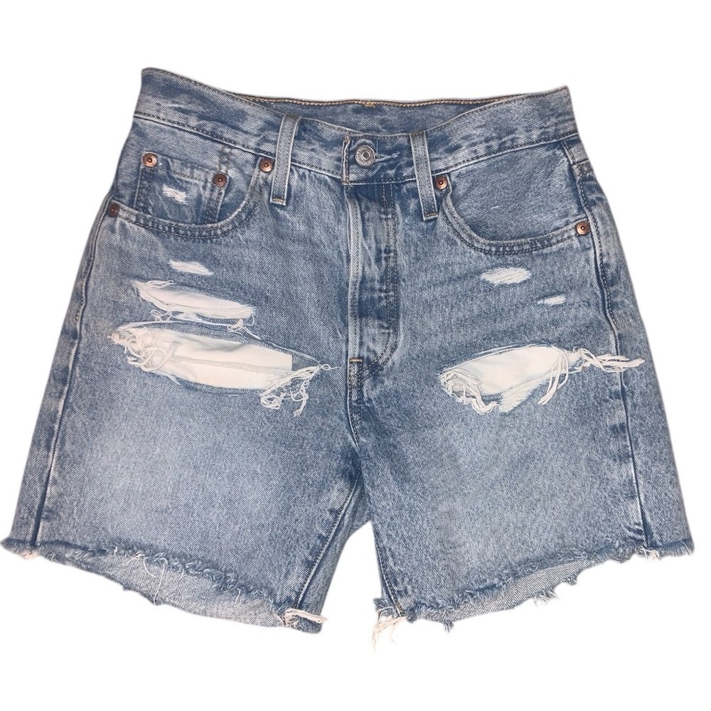 Levi's Distressed Blue Denim Jean Shorts